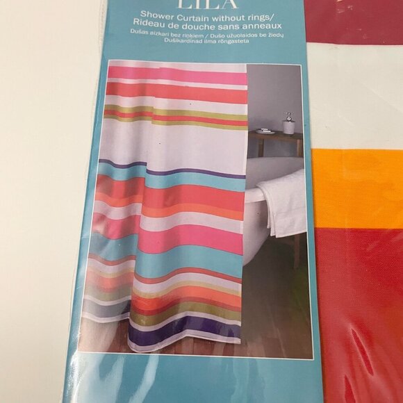 Lila Shower Curtain without Rings Stripes Bathroom 71 x 71 Inch - Picture 3 of 13